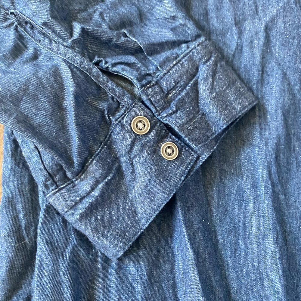 OLD NAVY Womens Tall Large Blue Button-Up Shirt Dress - Picture 2 of 6